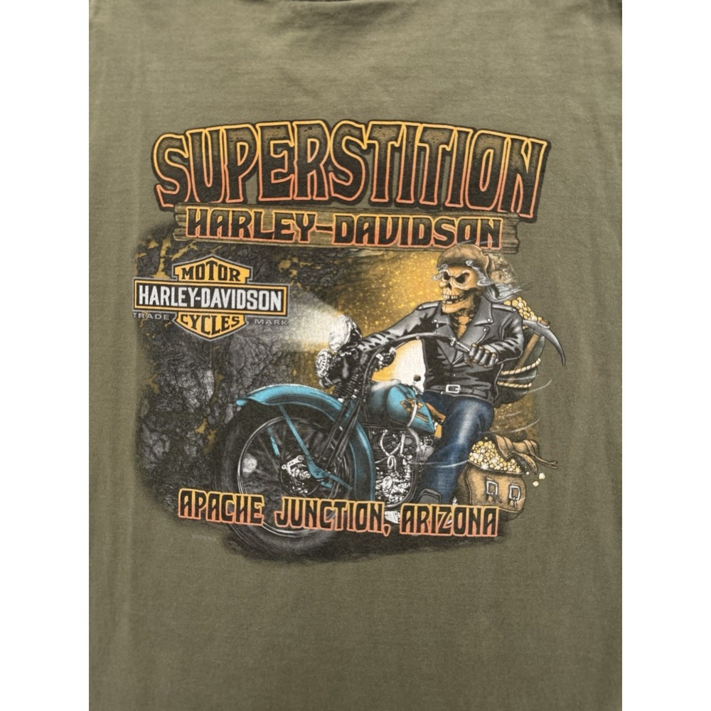 Harley-Davidson Shirt Mens 3XL Green Arizona Skeleton Skull Bones Motorcycles